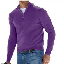 Cargar imagen en el visor de la galería, Mens Long Sleeve Polo Shirts Casual Zipper Golf Shirts Fashion V-Neck Wool Blend Athletic Tennis T-Shirt Tops