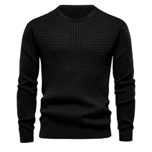 Cargar imagen en el visor de la galería, Mens Autumn And Winter Casual Loose Knitted Checkered Round Neck Hatless Versatile Long Sleeve Sweater