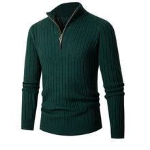 Load image into Gallery viewer, Men's Solid Cable Casual Zip Stand Collar Sweater