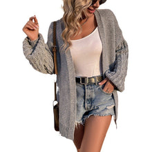 Load image into Gallery viewer, Women's Winter Open Front Sweater Cardigan Chunky Long Bishop Sleeve Ribbed Knit Cardigans