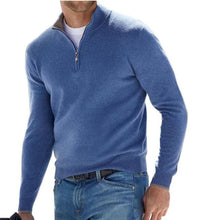 Cargar imagen en el visor de la galería, Mens Long Sleeve Polo Shirts Casual Zipper Golf Shirts Fashion V-Neck Wool Blend Athletic Tennis T-Shirt Tops
