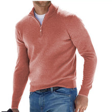 Cargar imagen en el visor de la galería, Mens Long Sleeve Polo Shirts Casual Zipper Golf Shirts Fashion V-Neck Wool Blend Athletic Tennis T-Shirt Tops
