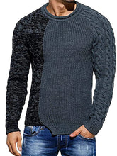 Cargar imagen en el visor de la galería, Mens Slim Fit Crew Neck Thick Sweaters Color Block Big and Tall Knit Pullovers