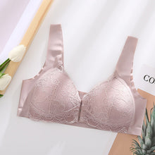 Load image into Gallery viewer, Women's Plus Size Lace Wide Straps Wireless Bra Front Closure Push Up Bras