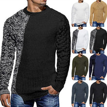 Cargar imagen en el visor de la galería, Mens Slim Fit Crew Neck Thick Sweaters Color Block Big and Tall Knit Pullovers