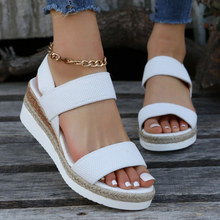 Cargar imagen en el visor de la galería, Stretch Peep Toe Casual Side Hollow Slope Bottom Sandals
