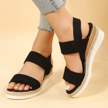 Cargar imagen en el visor de la galería, Stretch Peep Toe Casual Side Hollow Slope Bottom Sandals
