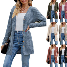 Cargar imagen en el visor de la galería, Sweaters for Women Cardigan Dressy Solid Open Front Long Knited Cardigan Sweater Fashion Loose Fit Coat Tops
