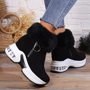 Short-calf suede warm and height-increasing cotton boots