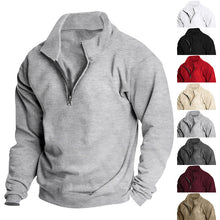 Cargar imagen en el visor de la galería, Men&#39;s Stand collar Sweatshirt Pullover Tops Fleece Half Zip Plain Sports
