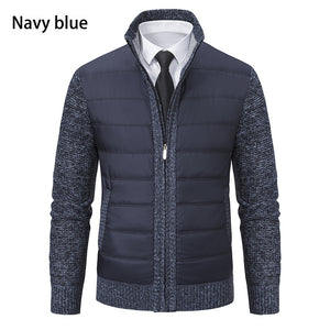 Men's CardiganFashion Patchwork knitted Zipper Stand Collar Thick Jackets