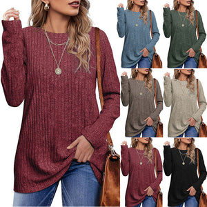 Womens Tunic Tops Long Sleeve Shirts Crew Neck Twist Front lightweight Sweaters