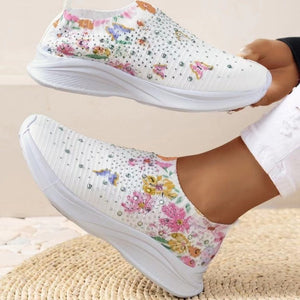 Women's Rhinestone Stretch Casual Breathable Sneakers