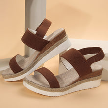 Cargar imagen en el visor de la galería, Stretch Peep Toe Casual Side Hollow Slope Bottom Sandals
