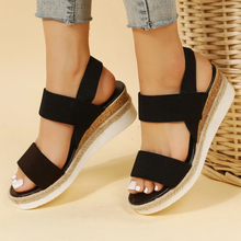 Cargar imagen en el visor de la galería, Stretch Peep Toe Casual Side Hollow Slope Bottom Sandals
