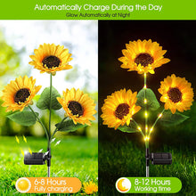 Cargar imagen en el visor de la galería, Led Solar Sunflower Three Head Lawn Garden Decorative Landscape Outdoor Lamp
