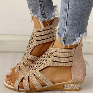 2024 summer rhinestone wedge women's sandals