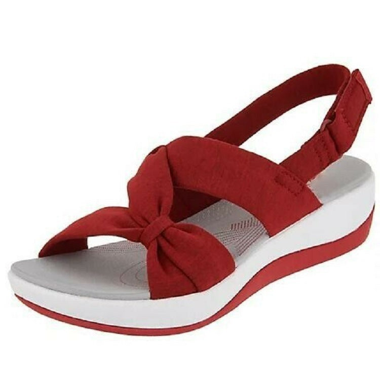 Women's Casual Simple Bow Wedge Sandals