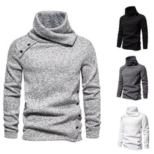 Cargar imagen en el visor de la galería, Men&#39;s Ribbed Knit Zipper Plain Stand Collar Pullover Sweater
