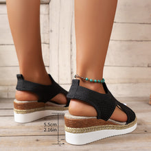 Load image into Gallery viewer, Womens Width Sandals Flat Wedge Heel Fly Weave Casual Hollow Beach Sandals
