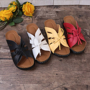 Women's Bow Decorated Wedge Thick Sole Light Slippers