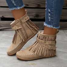 Cargar imagen en el visor de la galería, Women&#39;s Suede Fringe Drop Round Toe Flat Boots
