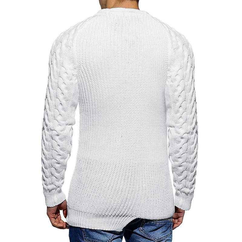 Mens Slim Fit Crew Neck Thick Sweaters Color Block Big and Tall Knit Pullovers