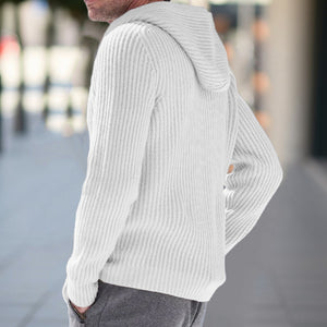 Men Hooded Knitted Sweater Jumper Cardigan Outwear Hooide Casual Long Sleeve Top