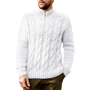 Men's Half Zip Neck Pullover Solid Color Stand Collar Knitted Jumper