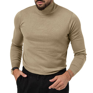 Men's Cotton Blend Turtle Neck Knitted Slim Sweater