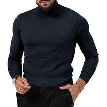 Cargar imagen en el visor de la galería, Men&#39;s Cotton Blend Turtle Neck Knitted Slim Sweater
