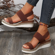 Cargar imagen en el visor de la galería, Stretch Peep Toe Casual Side Hollow Slope Bottom Sandals
