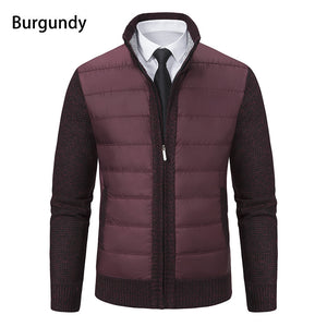 Men's CardiganFashion Patchwork knitted Zipper Stand Collar Thick Jackets