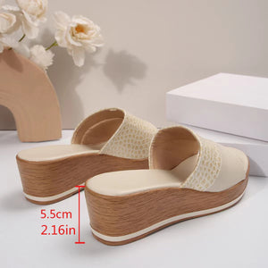 Women Fashion Versatile Fish Mouth Breathable  Heel Thick Sole Slipper