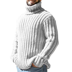 Mens Sweaters Turtleneck Cable Knitted Pullover