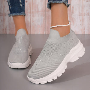 Women's Flyknit Mesh Rhinestone Casual Shoes