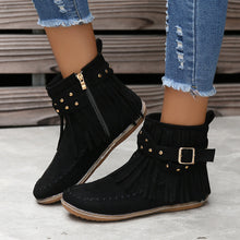 Cargar imagen en el visor de la galería, Women&#39;s Suede Fringe Drop Round Toe Flat Boots
