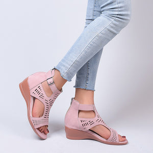 Women's Summer Hollow Wedge Buckle Comfortable Sandals