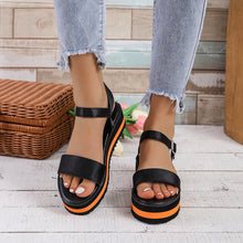 Load image into Gallery viewer, Women&#39;s Color Block Round Toe Buckle Sandals
