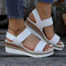 Cargar imagen en el visor de la galería, Stretch Peep Toe Casual Side Hollow Slope Bottom Sandals
