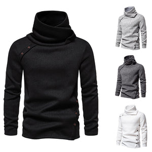 Men's Ribbed Knit Zipper Plain Stand Collar Pullover Sweater