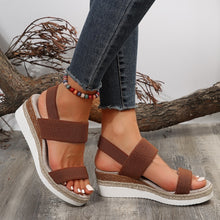 Cargar imagen en el visor de la galería, Stretch Peep Toe Casual Side Hollow Slope Bottom Sandals
