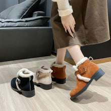 Cargar imagen en el visor de la galería, Women&#39;s Cuffed Martin Boots Winter Warm Belt Buckle Snow Boots
