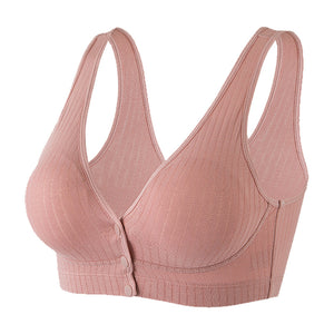 Cotton Breathable Plus Size Front Button Bra