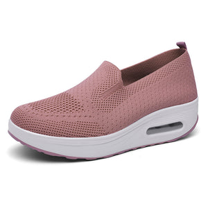Ladies Solid Color Breathable Platform Sneakers