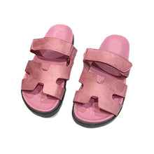 Cargar imagen en el visor de la galería, Women&#39;s solid color versatile thick-soled Velcro casual slippers
