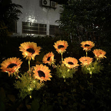 Cargar imagen en el visor de la galería, Led Solar Sunflower Three Head Lawn Garden Decorative Landscape Outdoor Lamp
