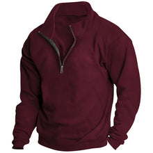 Cargar imagen en el visor de la galería, Men&#39;s Stand collar Sweatshirt Pullover Tops Fleece Half Zip Plain Sports
