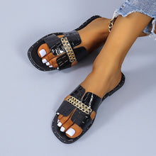 Cargar imagen en el visor de la galería, Ladies Solid Color Metal Chain Fashion Slippers
