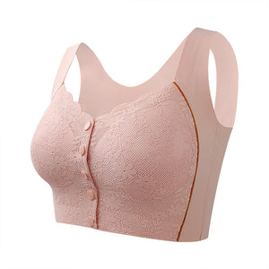 Women's Front Button No Steel Ring Breathable Bra